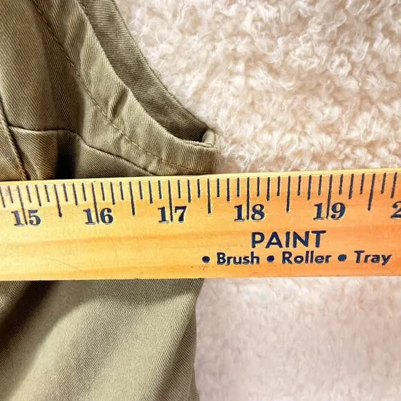 Per Se Women M Olive Green Cargo Utility Vest Pockets Drawstring 100% Cotton - Picture 7 of 9